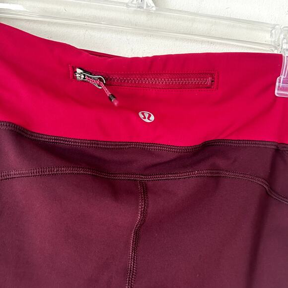 Lululemon Illumina Crop Leggings Size 10 Capris Red Pink Activewear Pilates Gym - Picture 4 of 7